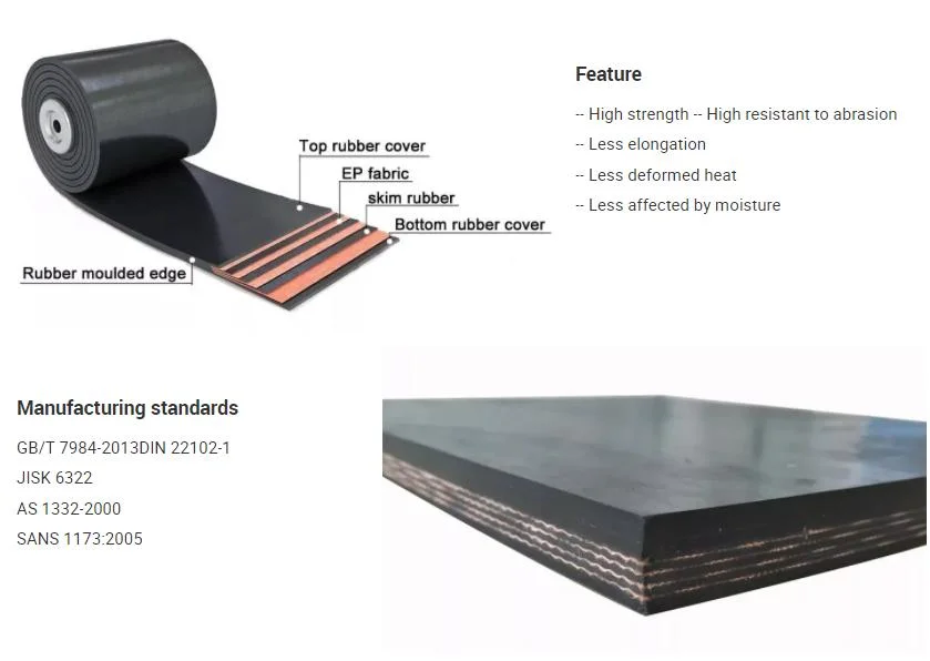 Ep Nn Fabric Polyester Heat Oil Resistant Chevron Rubber Heat Resistance Coal Mining Steel Cord Conveyor Belt