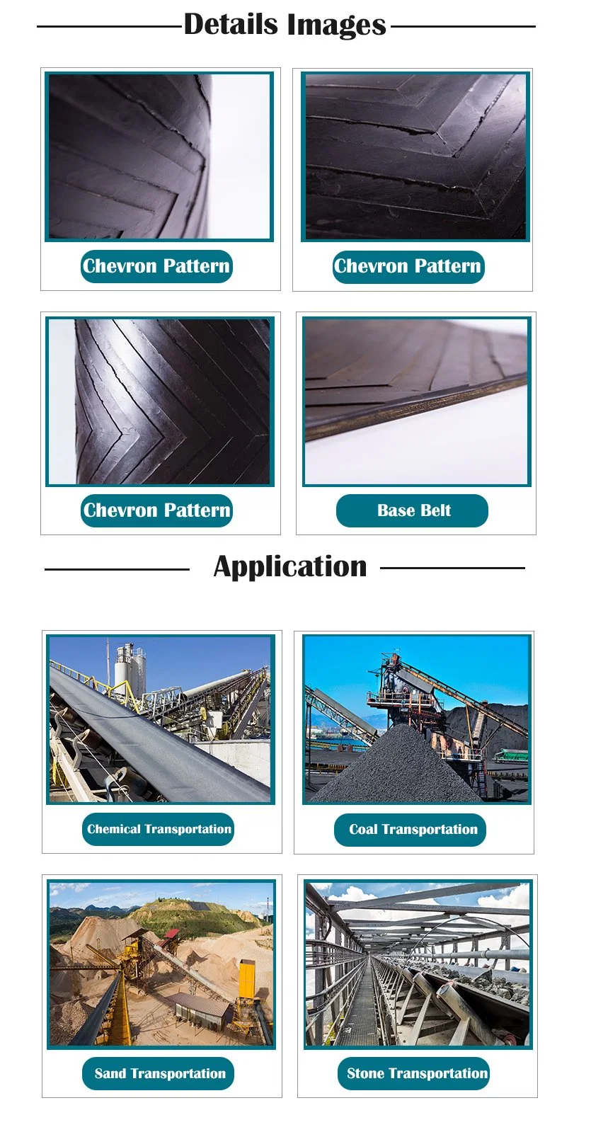 V Type Patterned Industrial Nylon Canvas Chevron Rubber Mining Conveyor Belt